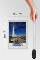 Holzschild Reise 12x18 cm Uruguay Amerika USA Leuchtturm