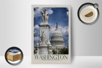Holzschild Reise 12x18 cm Washington Amerika USA weißes Haus