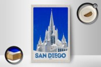 Holzschild Reise 12x18 cm San Diego USA Amerika Architektur
