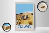Holzschild Reise 12x18 cm Tel Aviv Israel Stadt Gebäude Dekoration
