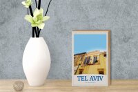Holzschild Reise 12x18 cm Tel Aviv Israel Stadt Gebäude Dekoration
