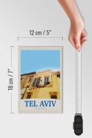 Holzschild Reise 12x18 cm Tel Aviv Israel Stadt Gebäude Dekoration