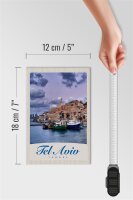 Holzschild Reise 12x18 cm Tel Aviv Stadt Meer Boote Urlaub