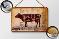 Blechschild Kuh 18x12cm Beef cuts Organic Metzgerei