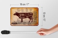 Blechschild Kuh 18x12cm Beef cuts Organic Metzgerei