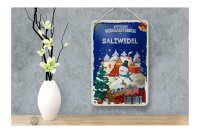 Blechschild Weihnachtsgrüße SALZWEDEL Geschenk Dekoration 12x18cm