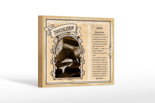 Holzschild Berufe Tischlerinexperte 18x12 cm Geschenk