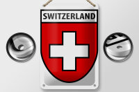 Blechschild Flagge 12x18cm Switzerland Schweiz Wappen