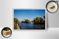 Holzschild Städte Berlin Deutschland Moabit Fluss 18x12 cm