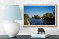 Holzschild Städte Berlin Deutschland Moabit Fluss 18x12 cm