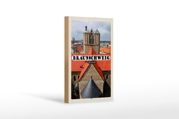 Holzschild Städte Braunschweig Dom Kirche Dekoration 12x18 cm