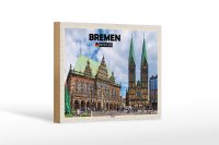 Holzschild Städte Bremen Deutschland Rathaus Dekoration 18x12 cm