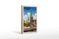 Holzschild Städte Bremen Deutschland St. Martini 12x18 cm