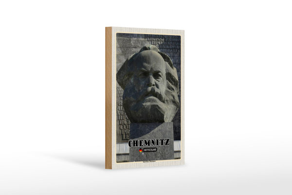Holzschild Städte Chemnitz Karl-Marx-Monument Dekoration 12x18 cm