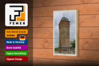 Holzschild Städte Chemnitz Deutschland Roter Turm 12x18 cm