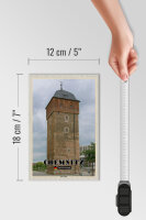 Holzschild Städte Chemnitz Deutschland Roter Turm 12x18 cm