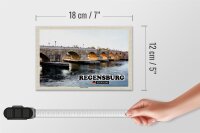 Holzschild Städte Regensburg Steinerne Brücke Fluss 18x12 cm