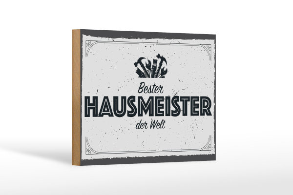 Holzschild Spruch 18x12 cm Bester Hausmeister der Welt Dekoration