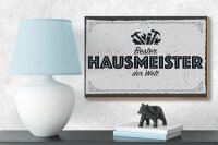 Holzschild Spruch 18x12 cm Bester Hausmeister der Welt Dekoration