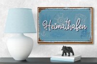 Holzschild Spruch 18x12cm Heimathafen Steuerrad Dekoration