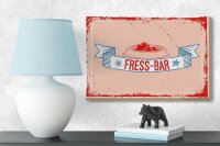 Holzschild Spruch 18x12 cm Fress-Bar Dekoration