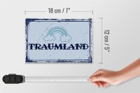 Holzschild Spruch 18x12 cm Traumland blau Regenbogen Dekoration