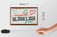 Holzschild Spruch 18x12 cm Und vergiss nicht Glücklich zu sein!