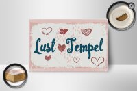 Holzschild Spruch 18x12 cm Lust Tempel rosa glücklich  Dekoration