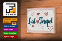 Holzschild Spruch 18x12 cm Lust Tempel rosa glücklich  Dekoration