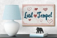 Holzschild Spruch 18x12 cm Lust Tempel rosa glücklich  Dekoration