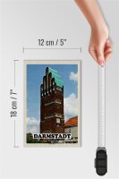 Holzschild Städte Darmstadt Hochzeitsturm Architektur 12x18 cm