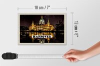 Holzschild Städte Hannover Neues Rathaus Abend 18x12 cm