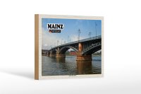 Holzschild Städte Mainz Theodor-Heuss-Brücke Dekoration 18x12 cm