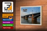 Holzschild Städte Mainz Theodor-Heuss-Brücke Dekoration 18x12 cm