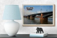 Holzschild Städte Mainz Theodor-Heuss-Brücke Dekoration 18x12 cm