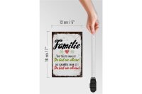 Holzschild Spruch Familie Du bist nie alleine Dekoration 12x18 cm
