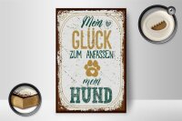 Holzschild Spruch Mein Glück zum Anfassen mein Hund 12x18 cm