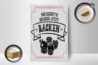 Holzschild Spruch Mir reicht`s ich geh backen weiß 12x18 cm