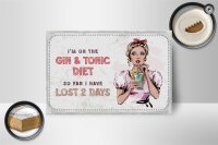 Holzschild Spruch I`m on the Gin & Tonic Diet Dekoration 18x12 cm