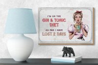 Holzschild Spruch I`m on the Gin & Tonic Diet Dekoration 18x12 cm