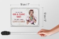 Holzschild Spruch I`m on the Gin & Tonic Diet Dekoration 18x12 cm