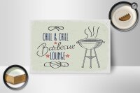 Holzschild Spruch Chill & Chill Barbecue Lounge 18x12 cm Dekoration