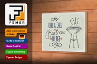 Holzschild Spruch Chill & Chill Barbecue Lounge 18x12 cm Dekoration