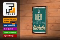Holzschild Spruch Ab hier bitte lächeln Lachen Glück 12x18 cm