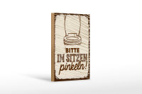 Holzschild Spruch 12x18cm Bitte im sitzen pinkeln braun
