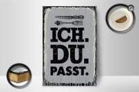 Holzschild Spruch Ich Du passt Gabel Messer 12x18 cm Dekoration