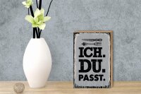 Holzschild Spruch Ich Du passt Gabel Messer 12x18 cm Dekoration