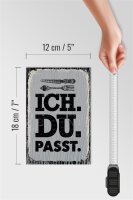 Holzschild Spruch Ich Du passt Gabel Messer 12x18 cm Dekoration