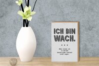Holzschild Spruch lustig Zustand Ich bin wach 12x18 cm Dekoration