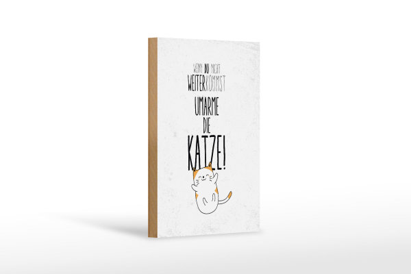 Holzschild Spruch Katze nicht weiter kommst umarme 12x18 cm